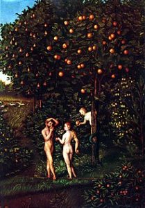 Lucas Cranach il Vecchio, Der Baum der Erkenntnis von Gut und Böse, albero della conoscenza del bene e del male