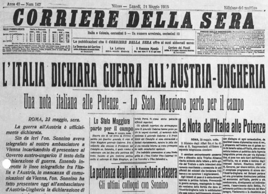 24 maggio 1915, l'Italia entra in guerra a fianco dell'Intesa